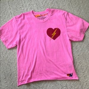 Aviator Nation Pink and Red Heart Tee